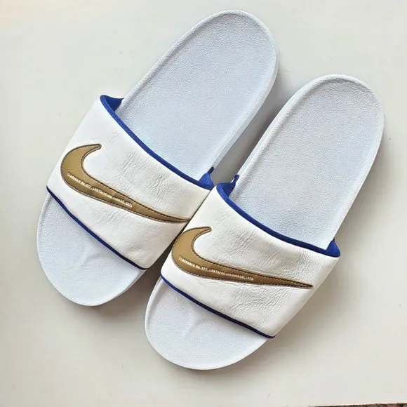 Sail metallic gold off court slip-on slides