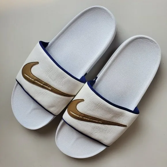 Sail metallic gold off court slip-on slides