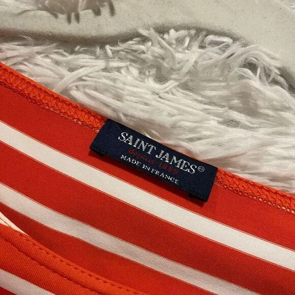 Saint James Tuckernuck Propriano Stripe Dress in Orange White Size 8