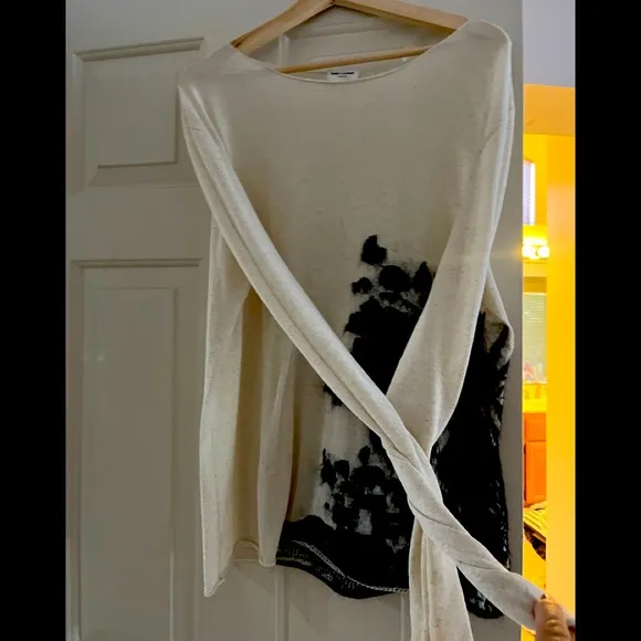 Saint Laurent Semi Sheer Long Sleeve Graphic Print Sweater