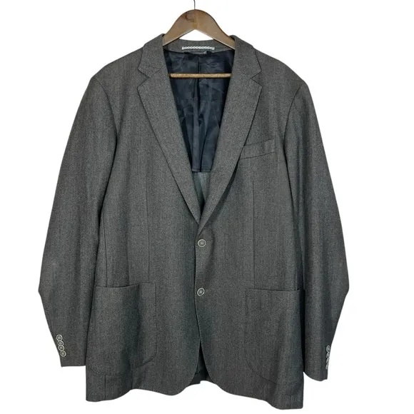 Saks Fifth Avenue Brown Slim Fit Two Button Wool Sport Coat Blazer Men's 44L