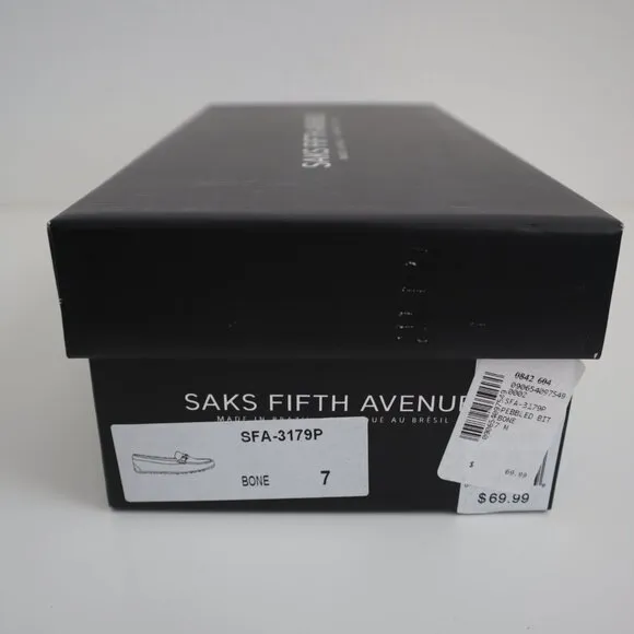 Saks Fifth Avenue Cream Leather Driving Bit Loafers | 7