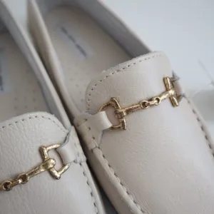 Saks Fifth Avenue Cream Leather Driving Bit Loafers | 7