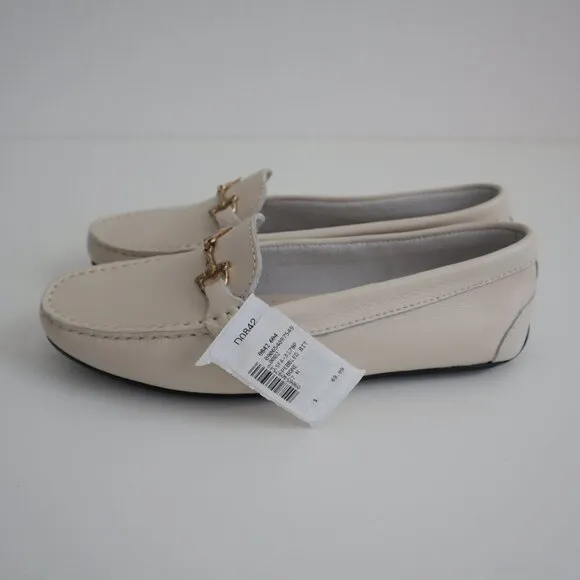 Saks Fifth Avenue Cream Leather Driving Bit Loafers | 7