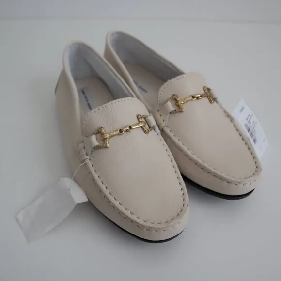 Saks Fifth Avenue Cream Leather Driving Bit Loafers | 7