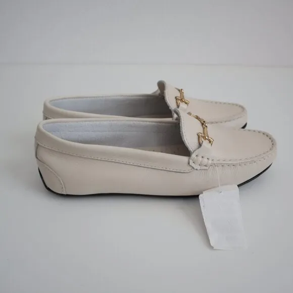 Saks Fifth Avenue Cream Leather Driving Bit Loafers | 7