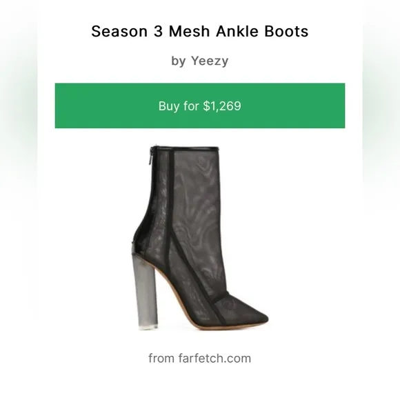 ✨SALE Yeezy Season 3 Mesh Ankle Boots Black Size 36.5 - US 6