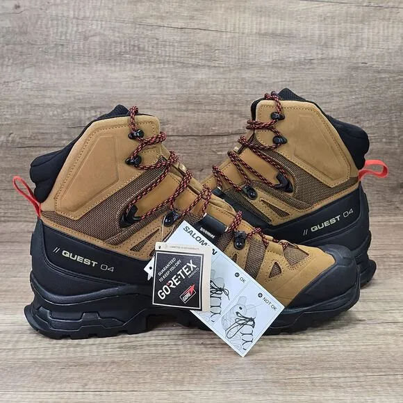 SALOMON Quest 4 GTX Men's Sz 11 Brown Black Waterproof Hiking Boots (471564) NEW