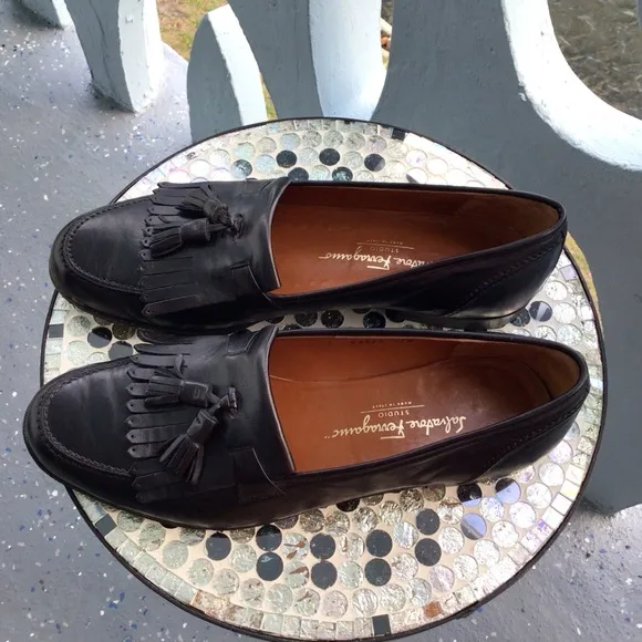 Salvatore Ferragamo All Leather Tasseled Loafers Made in Italy Size 12 D
