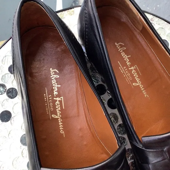 Salvatore Ferragamo All Leather Tasseled Loafers Made in Italy Size 12 D