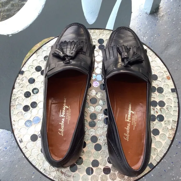 Salvatore Ferragamo All Leather Tasseled Loafers Made in Italy Size 12 D