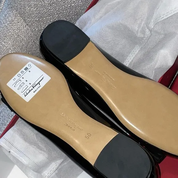 Salvatore Ferragamo Black Flats with Bow Detail