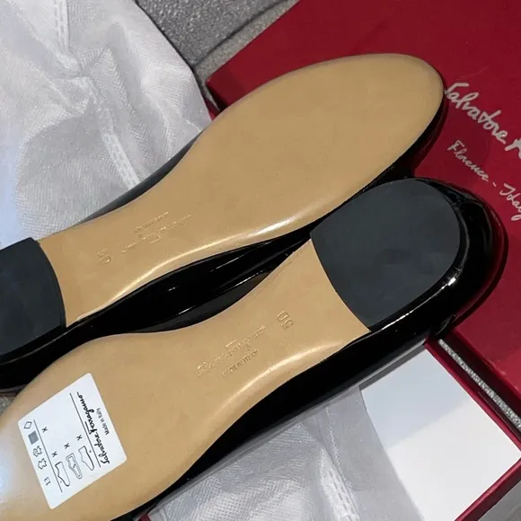 Salvatore Ferragamo Black Flats with Bow Detail