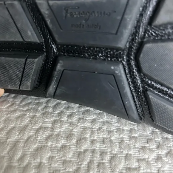 Salvatore Ferragamo Black Loafers with Silver Buckle