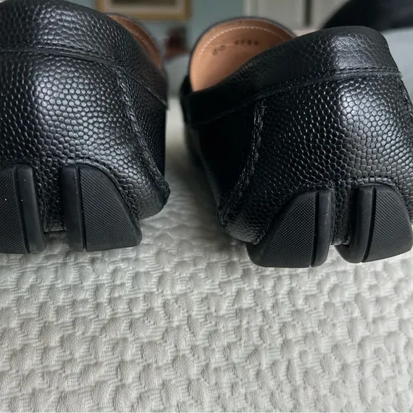 Salvatore Ferragamo Black Loafers with Silver Buckle