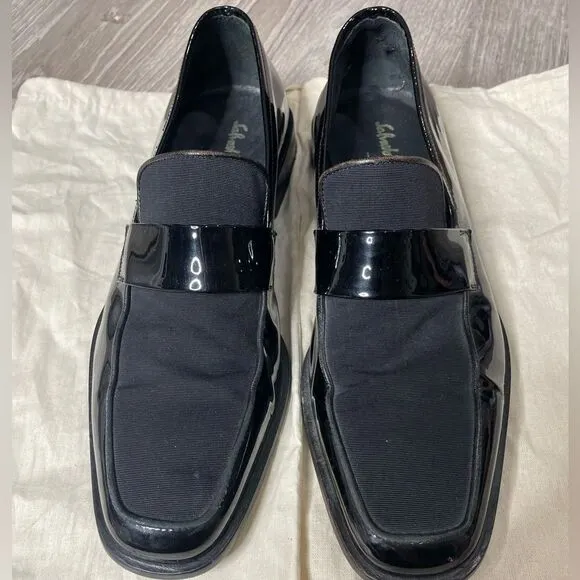 Salvatore Ferragamo Black Patent Leather Gene Loafers - With Dust Covers