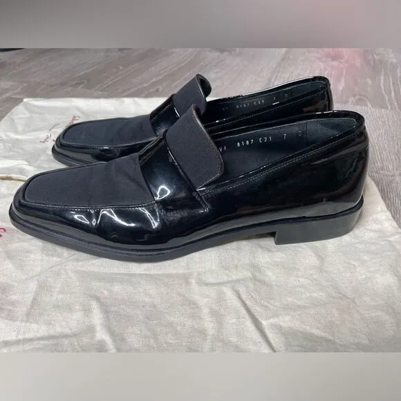Salvatore Ferragamo Black Patent Leather Gene Loafers - With Dust Covers