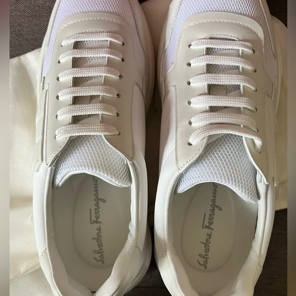 SALVATORE FERRAGAMO Brooklyn 3 Leather &amp; Mesh Sneakers