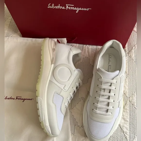 SALVATORE FERRAGAMO Brooklyn 3 Leather &amp; Mesh Sneakers