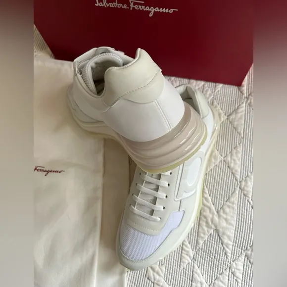SALVATORE FERRAGAMO Brooklyn 3 Leather &amp; Mesh Sneakers