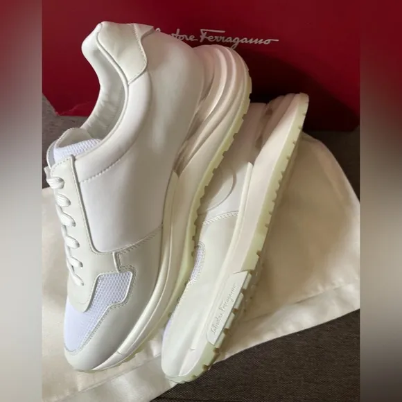 SALVATORE FERRAGAMO Brooklyn 3 Leather &amp; Mesh Sneakers