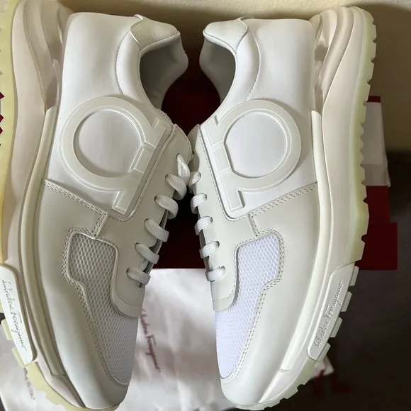 SALVATORE FERRAGAMO Brooklyn 3 Leather &amp; Mesh Sneakers