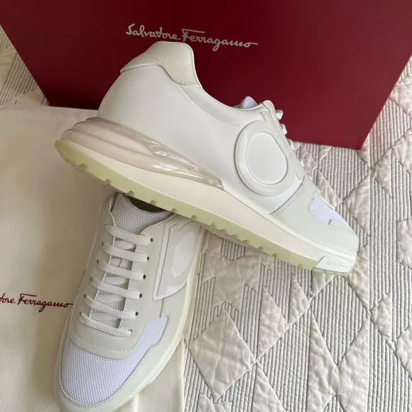 SALVATORE FERRAGAMO Brooklyn 3 Leather &amp; Mesh Sneakers
