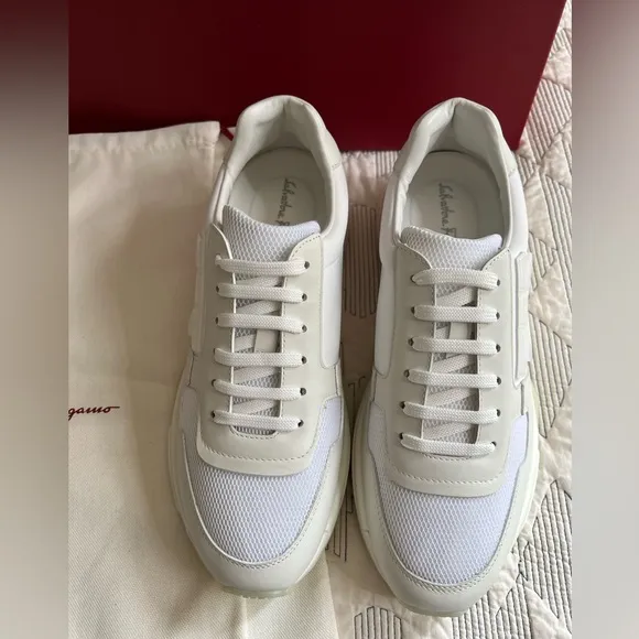 SALVATORE FERRAGAMO Brooklyn 3 Leather &amp; Mesh Sneakers