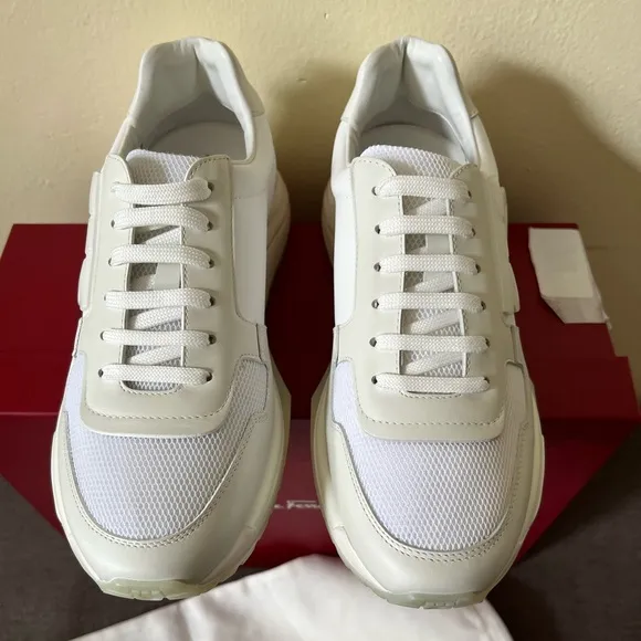 SALVATORE FERRAGAMO Brooklyn 3 Leather &amp; Mesh Sneakers