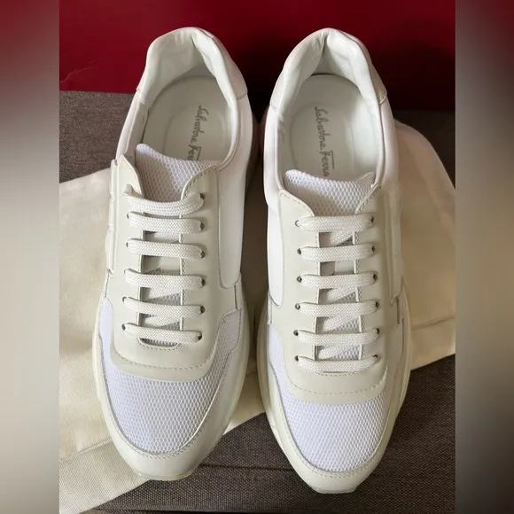 SALVATORE FERRAGAMO Brooklyn 3 Leather &amp; Mesh Sneakers