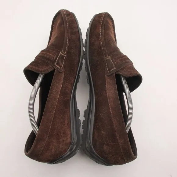 SALVATORE FERRAGAMO Brown Suede Loafers Mens Size 11.5 D Slip On Casual