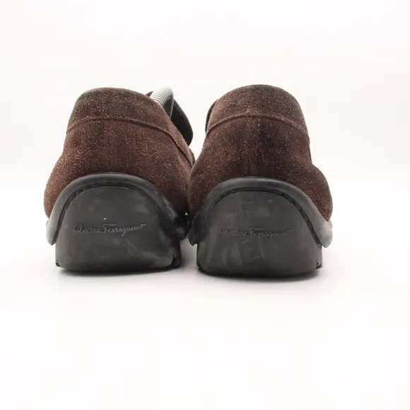 SALVATORE FERRAGAMO Brown Suede Loafers Mens Size 11.5 D Slip On Casual