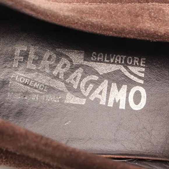 SALVATORE FERRAGAMO Brown Suede Loafers Mens Size 11.5 D Slip On Casual