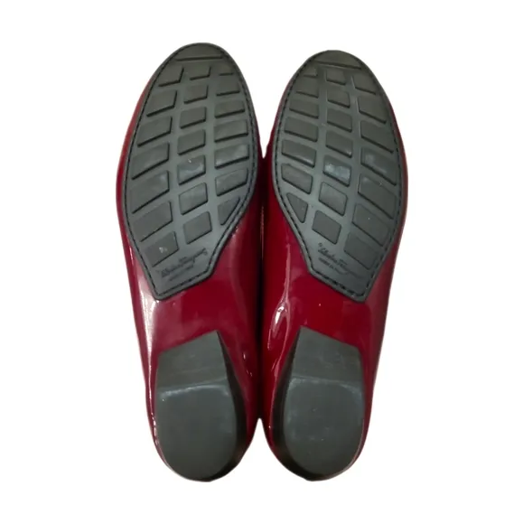 SALVATORE FERRAGAMO | Burgundy Patent Leather Loafers in Size US 9.5