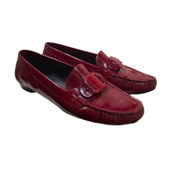 SALVATORE FERRAGAMO | Burgundy Patent Leather Loafers in Size US 9.5