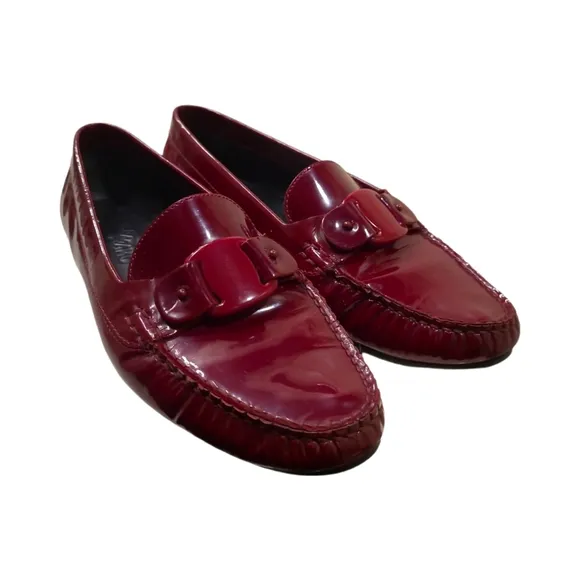 SALVATORE FERRAGAMO | Burgundy Patent Leather Loafers in Size US 9.5