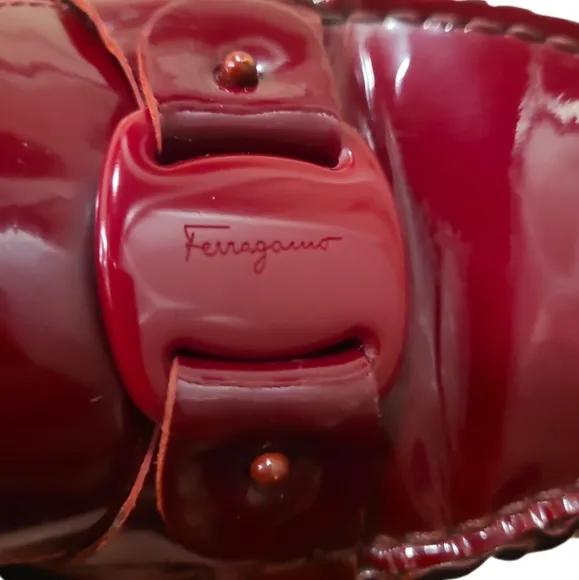 SALVATORE FERRAGAMO | Burgundy Patent Leather Loafers in Size US 9.5