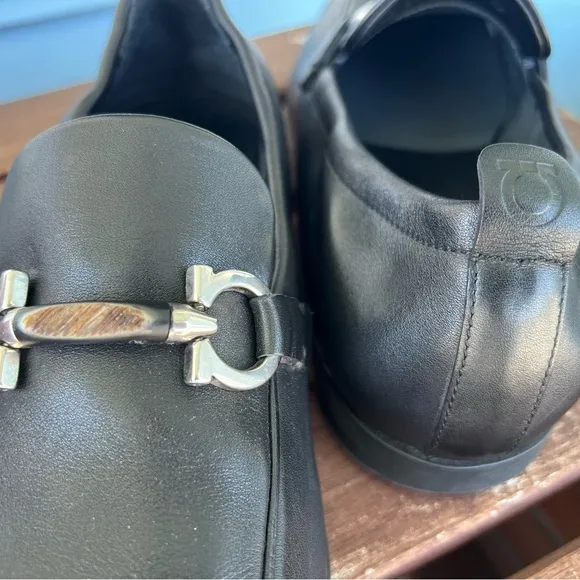 Salvatore Ferragamo Celso Black Leather Slip On Loafer Men’s Size 7 2E Wide