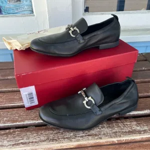 Salvatore Ferragamo Celso Black Leather Slip On Loafer Men’s Size 7 2E Wide