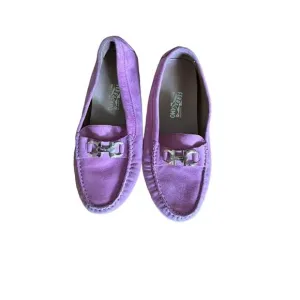 Salvatore Ferragamo Girls Pink Suede Loafers w/Gancini Hardware Size 31 EU