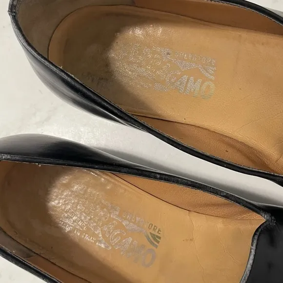 Salvatore Ferragamo Mens Black Leather Tassel Loafers Size 8D