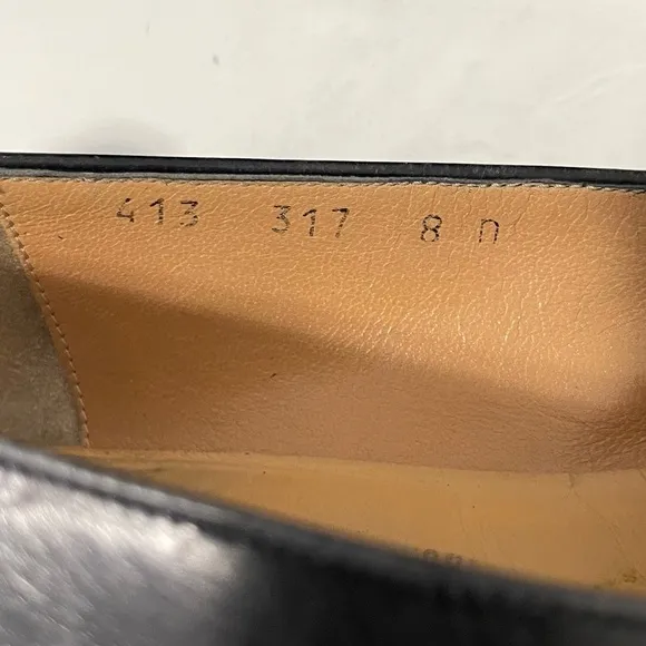 Salvatore Ferragamo Mens Black Leather Tassel Loafers Size 8D