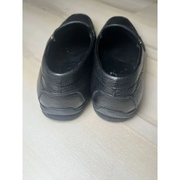 Salvatore Ferragamo Men's Size 9‎ Black Leather Loafers Gold Detail