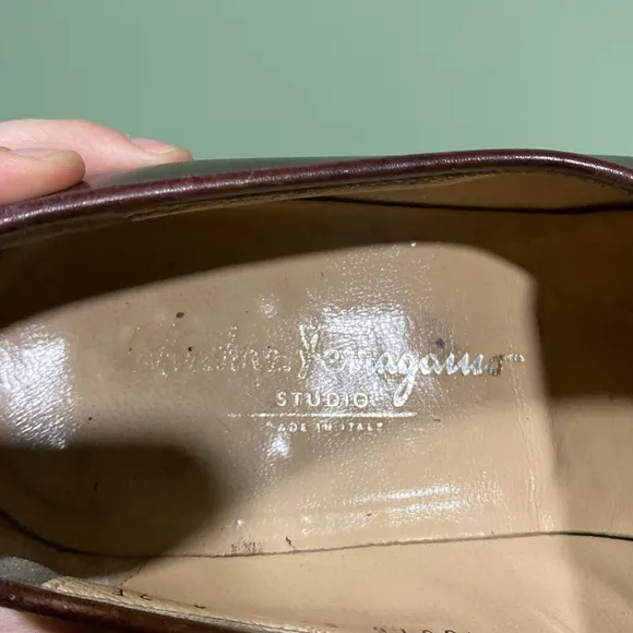 Salvatore Ferragamo Mens Studio Brown Metal Horsebit Leather Loafers Size 9 2E