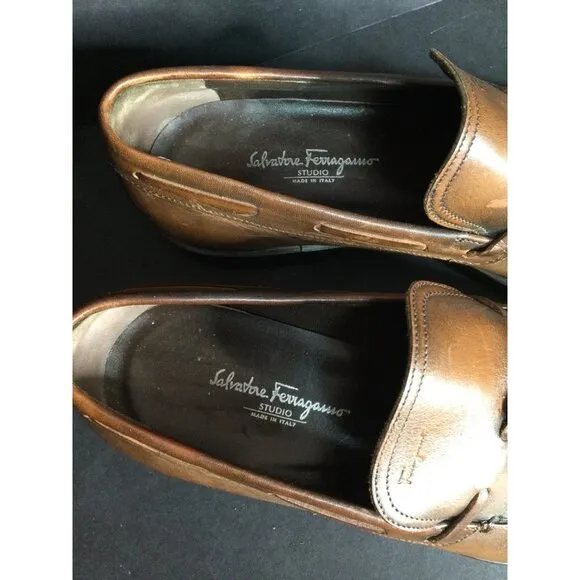 Salvatore Ferragamo Studio Italy Tassel Leather Loafers Slip On Men Size 7.5 D