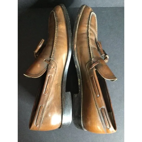 Salvatore Ferragamo Studio Italy Tassel Leather Loafers Slip On Men Size 7.5 D
