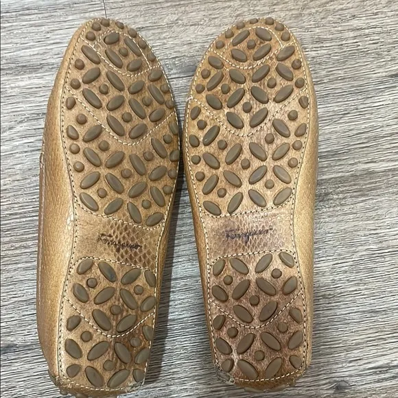 Salvatore Ferragamo Tan Leather Loafers with Signature Gancini