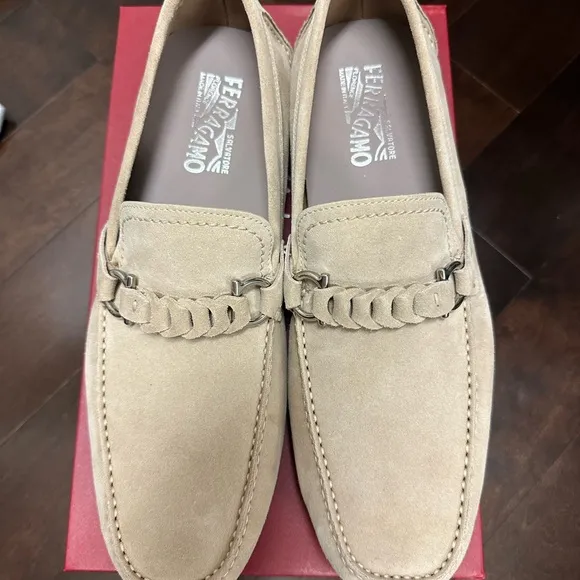 Salvatore Ferragamo Tan Suede Loafers