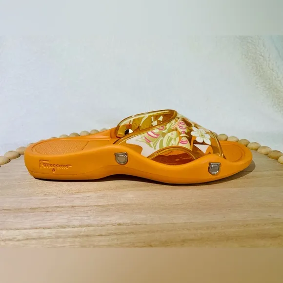 Salvatore Ferragamo - U.S. Size 8.5 - Orange Mules