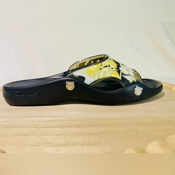 Salvatore Ferragamo - U.S. Size 9 - Black &amp; Yellow Mules